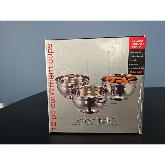 Supera Other - 12 Pack 5 oz Sauce Cups Stainless Steel Condiment Cups‎ Portion Cups Steeltek